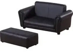 HOMCOM Kindersessel mit Fu&szlig;hocker Kindercouch & Hocker Set in Schwarz, gem&uuml;tliches