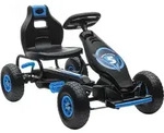 HOMCOM Gokart Kinderfahrzeug blau schwarz mit verstellbarem Sitz Gummireifen...