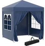 Outsunny Pavillon 2x2m, Faltpavillon 4 Seitenw&auml;nde mit Fenster, T&uuml;r,