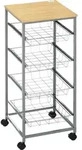 HOMCOM Servierwagen K&uuml;chenwagen mit Metallk&ouml;rben 36,5 x 36,5 x 89 cm K&uuml;chentrolley