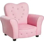 HOMCOM Kindersofa Prinzessin herzf&ouml;rmiger Kindersessel rosa gem&uuml;tliches