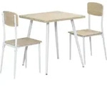 HOMCOM 3-teilige Essgruppe Sitzgruppe Esstisch Set MDF + Metall...