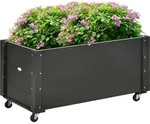 Outsunny Hochbeet mit Rollen Blumenkasten Pflanzkasten Kr&auml;uterbeet aus Massivholz