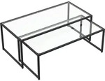 HOMCOM Couchtisch 2er-Set Beistelltisch Kaffeetisch Satztisch Glastisch...