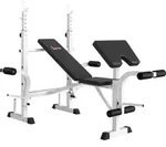 HOMCOM Trainingsbank Hantelbank mit Beinpresse Hantelablage Armauflage f&uuml;r