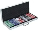 HOMCOM Pokerkoffer Pokerset 500 Pokerchips 2 Kartenspiele 5 W&uuml;rfel im Alukoffer