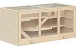 PawHut Hamsterk&auml;fig aus Naturholz Dreist&ouml;ckiger Nagerk&auml;fig mit Treppen, PVC,