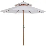 Outsunny Sonnenschirm Holz Gartenschirm mit Doppeldach, Creme, ideal f&uuml;r...