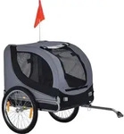 PawHut Hundeanh&auml;nger Fahrradanh&auml;nger Hundetransporter grau schwarz 130x73x90cm f&uuml;r