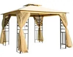 Outsunny Luxus Pavillon 3x3 m Gartenpavillon Partyzelt Festzelt Gartenzelt...