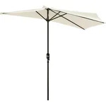 Outsunny Sonnenschirm halbrund Kurbelschirm Metall cremewei&szlig; schwarz, UV-Schutz f&uuml;r