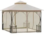 Outsunny Gartenzelt, 295 x 295 x 275 cm, mit Doppeldach, Moskitonetz, 8 &Ouml;sen am