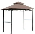 Outsunny Grillpavillon Gartenzelt flammhemmendes Doppeldach 245x148x252cm in