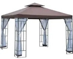 Outsunny Pavillon Gartenpavillon mit Moskitonetze Seitenw&auml;nde, Partyzelt mit