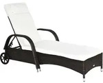 Outsunny Gartenliege Sonnenliege mit Kissen und Rollen, mobile Rattanliege aus
