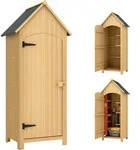 Outsunny Ger&auml;teschuppen Gartenschrank Holz mit Giebeldach 77,5 x 54,2 x 179,5...