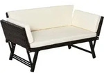 Outsunny Polyrattan Gartensofa 2 Sitzer klappbar Gartenm&ouml;bel Loungesofa mit