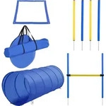 PawHut Hunde Agility Set Trainingsger&auml;te mit Tunnel Slalomstangen...