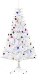 HOMCOM Weihnachtsbaum k&uuml;nstlicher Christbaum 150cm mit St&auml;nder inkl Dekor in Wei&szlig;