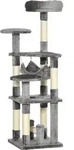 PawHut Kratzbaum, mit Plattformen, H&auml;ngematte, stabil, Katzenbaum, Grau, L40 x B40 x