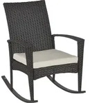 Outsunny Schaukelstuhl Schwingsessel Gartenstuhl mit Kissen, Polyrattan+Metall,