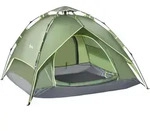Outsunny Campingzelt Doppelzelt f&uuml;r 2 Erwachsene + 1 Kind, wasserdicht, 4