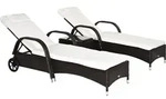 Outsunny Sonnenliege Gartenliege Tisch 3er-Set Gartenm&ouml;bel, Polyrattan+Metall