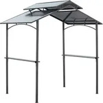 Outsunny Grillpavillon mit Flammschutzdach BBQ-Pavillon mit 2 Ablagen 2,5 x 1,5m