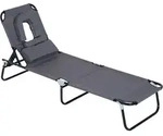 Outsunny Sonnenliege Gartenliege Dreibeinliege Relaxliege mit Lesefenster &