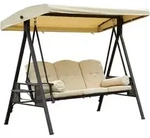 Outsunny 3-Sitzer Hollywoodschaukel Gartenschaukel mit Sonnendach Kissen Metall