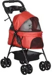 PawHut Hundebuggy Faltbar Oxford Rot 67x45x96cm Kleine Hunde & Katzen Aosom