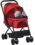 PawHut Hundewagen Oxford Rot 76,5x52x95cm Kleine Hunde & Katzen Aosom