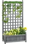 Outsunny 1,2m Hochbeet mit Rankgitter, Pflanzkasten mit Rankgitter Holz, Sichtschutz