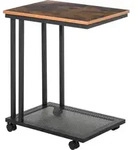 HOMCOM Beistelltisch C-Form rollbar Servierwagen Nebentisch Holz Metall Schwarz