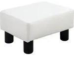 HOMCOM Fu&szlig;hocker Chesterfield Sitzhocker aus Kunstleder, Wei&szlig;, 40x30x24cm Aosom