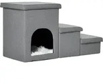 PawHut Hundetreppe 3-stufige Katzentreppe mit H&ouml;hle und Stauraum, 3-in-1