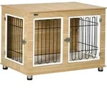 PawHut Hundeh&uuml;tte mit Tischplatte, Hundebox und Hundehaus, Doppelt&uuml;ren, mit Kissen,