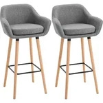 HOMCOM Barhocker Sitzh&ouml;he 65 cm, moderner Barhocker, Barhocker 2er Set Poco, Grau 