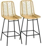 HOMCOM 2er Set Barhocker mit Lehne Barst&uuml;hle im Boho-Design, PE-Rattan, inkl.