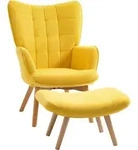 HOMCOM Relaxsessel Loungesessel Ohrensessel mit Hocker in Gelb, Armlehnstuhl mit