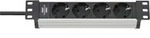 Alu-Line 10" Steckdosenleiste f&uuml;r Schaltschr&auml;nke 4-fach 2m H05VV-F3G1,5