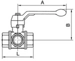 3-Wege-Kugelhahn, Standard, L-Bohr., Messing vern., Rp 1/4, DN 8 (1081 A)