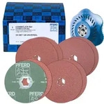 COMBICLICK-Fiberscheiben-Set Korund &Oslash;125mm A36, 60, 80, 120 mit CC-H-GT-St&uuml;tzteller