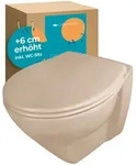 Erh&ouml;htes Wand-WC Modern Plus in Bahamabeige, sp&uuml;lrandlos mit Erh&ouml;hung +6 cm mit WC