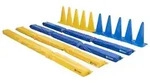Pferdegasse gef&uuml;lltes Set + 10er XXL Pylonen-Set 50 cm blau und gelb