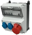 CEE-Kombi Kst gr IP44 AMAXX 1x16A5p400V 2Steckd LS-Schalter