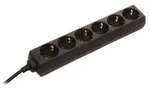 Steckdosenleiste 6-fach, schwarz, 45&deg;, KiSi 3m H05VV-F 3G1,5 mit Winkelstecker