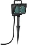 Gartensteckdose 2-fach, Erdspie&szlig;, witterungsbest&auml;ndiger Kunststoff, 1,4m Kabel