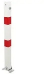 Absperrpf.Klappy umlegb.,Dreik.,fvz.,wei&szlig;,2rote Ringe,z.Aufschr.,Pf.70x70mm - rot