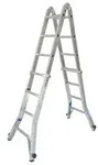 Sprossen-Gelenk-Teleskopleiter, Aluminium, 4 Holmverl&auml;ngerungen, 4x 4 Sprossen